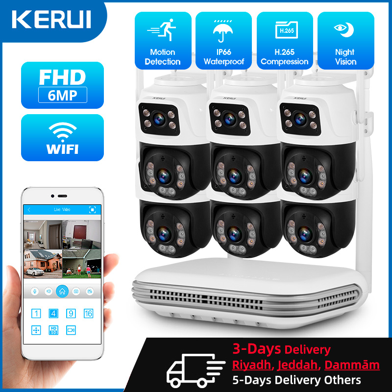 Home Security Kit - KERUI Su Geçirmez 6MP HD Kablosuz