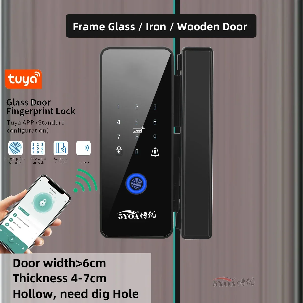 Home Security Keypad - 5YOA Tuya Parmak İzi Kapı Kilidi
