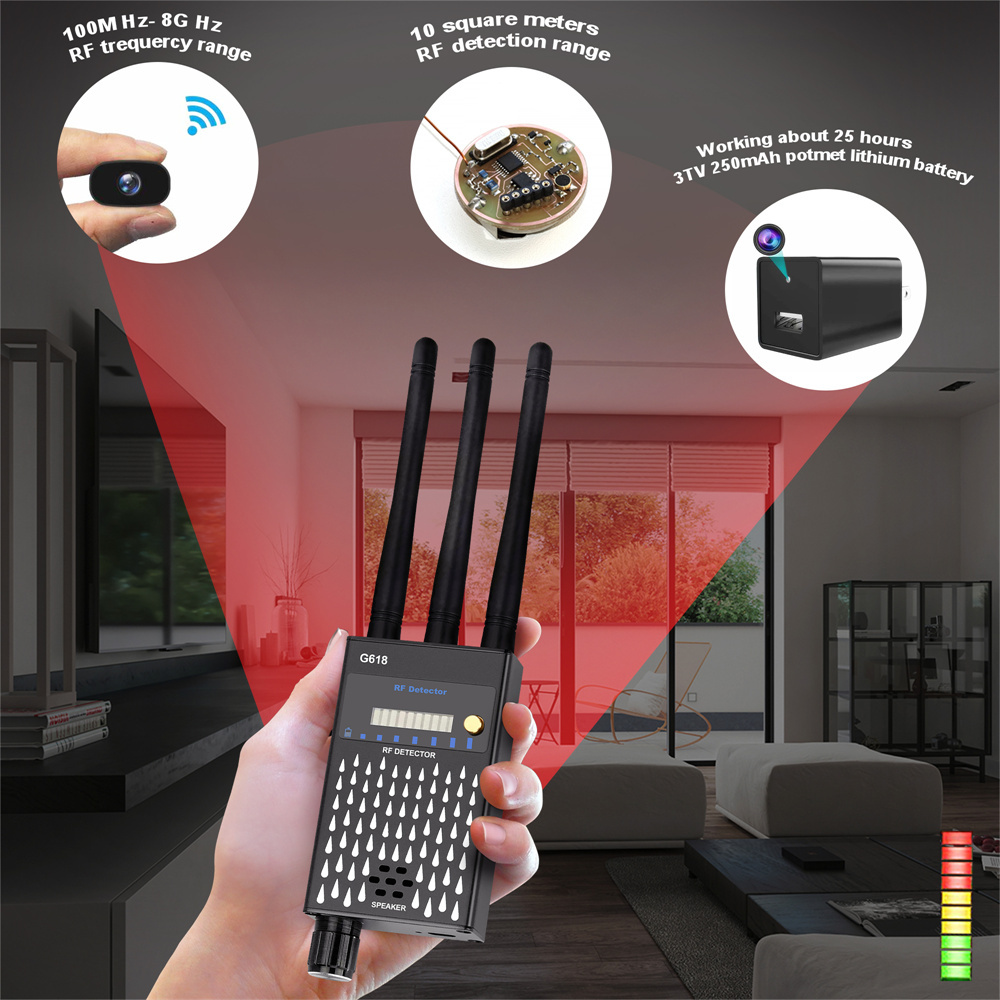 Home Security Hidden Cameras - Dinleme Önleyici RF Sinyal Dedektörü GSM